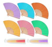 Folding Fans 6Pcs Paper Fans hand fan folding Bamboo Handheld Fan Folding DIY Handmade Fans For for Wedding Gift, Party, Home Decoration