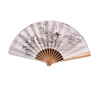 Folding Fans, Chinese Tradital Paper Folding Fan Hand Painted Calligraphy White 33x61cm