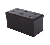 Folding Faux Leather Storage Cube Ottoman Bench Seat Brown