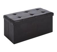 HOMCOM Folding Storage Ottoman, Faux Leather Cube Bench Seat, PU Rectangular Footrest Stool Box, Brown Aosom UK