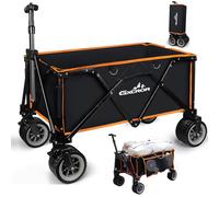 Folding Festival Trolley Collapsible Camping Garden Trolley Cart with 200KG Capacity, Heavy Duty Outdoor Beach Wagon, All Terrain Utility Wagon for Picnics Beach Garden (Black)