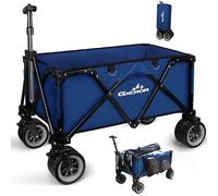 Folding Festival Trolley Collapsible Camping Garden Trolley Cart with 200KG Capacity, Heavy Duty Outdoor Beach Wagon, All Terrain Utility Wagon for Picnics Beach Garden (Blue)