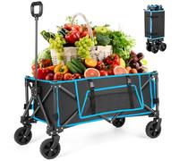 Folding Festival Trolley on Wheels - Morpilot Foldable Camping Cart 150lbs Pull Along Wagon Heavy Duty Trolley for Beach Shopping Fishing Picnic Outdoor