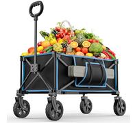 Folding Festival Trolley on Wheels - Morpilot Foldable Camping Cart Pull Along Wagon 150lbs Heavy Duty Trolley for Beach Shopping Fishing Picnic Outdoor