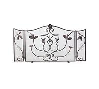 Folding Fireplace Screen Black 3 Panel, Extra Wide Vintage Fire For Open Fire Pit, Large Heater Protector With Scroll Flower Decor small gift