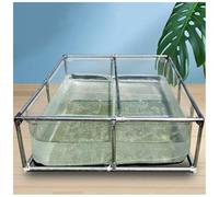 Folding Fish Pond with Steel Frame, Flexible PVC Canvas Liners, Indoor Free-standing Aquarium for Koi Breeding, Outdoor Pond with Viewing Panel