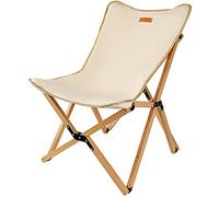 Folding Fishing Chair with Back - Ultralight Compact Outdoor Camping Chairs, Solid Wood Tables, Supports 200lbs for Picnic, Hiking, and Backpacking