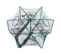 Folding Fishing Net - Nylon Trap, Zipper Cage | Lightweight Foldable Net for Crab, Crayfish, Shrimp, Minnow, Bait Catching | Compact Gear for Pier, Dock, River, Kayak, Pond, Outdoor Use