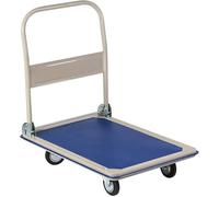 Folding Flatbed Trolley Cart on Wheels Steel Platform Dolly for Warehouse & Moving Push Hand Truck for Easy Transport and Sto