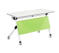 Folding Flip Top Mobile Conference Table, Portable with Silent Locking Wheels for Space-Saving Office Meetings and Seminars