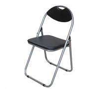 Folding Foldable Chair Black Faux Leather Computer Office Padded Seat Garden New