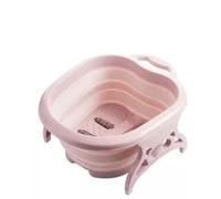 Folding Foot Soak Bucket Foldable Foot Bath Portable Bathtub Soaking Bucket Massage Collapsible Basin with Lid Household(Pink)
