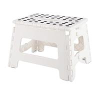 Folding Foot Stool - Stable Step Stool for Kitchen & Bathroom - Cactus Design Footrest for Patio - Lightweight & Portable White Footstool