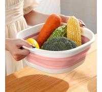 Folding Footbath,Collapsible Washing Up Bowl - Folding Hand Wash Basin, Plastic Washing Up Bowl, Retractable Water Storage Basin,Multipurpose Outdoor Travel Basins (Pink)