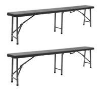 vidaXL Folding Garden Benches 2 pcs 180 cm HDPE White