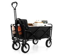 Folding Garden Cart Camping Wheelbarrow W/ Adjustable Handle & Drink Holder