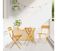 Folding Garden Chair 2pc Mustard Metal 42x46x82cm Powder-Coated Outdoor Compact
