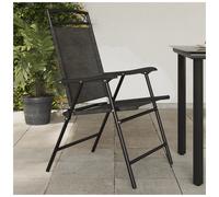 Folding Garden Chair 2pcs Melange Grey Textilene Steel 57.5x61x100cm Armrest Set