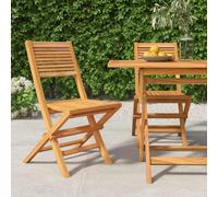 Folding Garden Chair 47x62x90cm Solid Teak Natural Wood Folding Set of 2 Outdoor