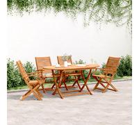 Folding Garden Chair 4pc Natural Acacia Wood 57x66x95 cm Foldable Outdoor Seat