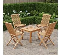 Folding Garden Chair 4pcs Natural Solid Teak Wood 47.5x61x89cm Outdoor Patio Set