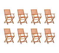 Folding Garden Chair 53x57x91cm Solid Eucalyptus Wood Oil Finish Brown Set x2pcs