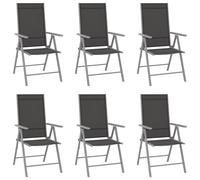 Folding Garden Chair 54x73x107cm Black Powder-Coated Aluminium Textilene 7-step