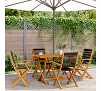 Folding Garden Chair Black Acacia Wood oiled & Polypropylene 54x57x91 cm (2pcs)