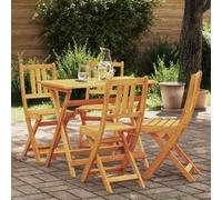 Folding Garden Chair Brown Solid Acacia Wood 36x46x86cm Durable Outdoor Set 4pcs