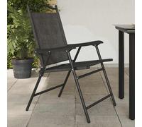 Folding Garden Chair Melange Grey Steel Textilene 57.5x61x95cm Foldable 2pc Set