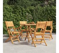 Folding Garden Chair Set 4 Natural Teak Solid Teak 55x61x90cm Outdoor Patio 4pc