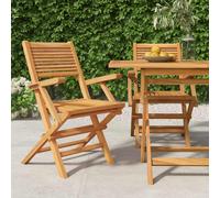 Folding Garden Chair Set of 2 Natural Teak Solid Teak 55x62x90 cm Patio Seat x2