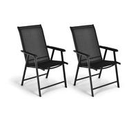 Folding Garden Chair Set of 2 w/ Armrests Ergonomic Dining Chair Indoor Outdoor