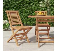 Folding garden chair Teak solid teak wood 47x63x90cm Set of 2 slatted backrest