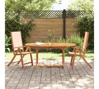 Folding Garden Chairs 2 pcs Cream Acacia Wood Textilene Reclining 57.5x72x109 cm