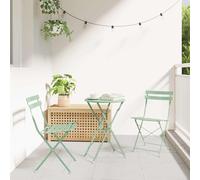 Folding Garden Chairs 2pc Light Mint Metal 42x46x82cm Foldable Patio Bistro Set