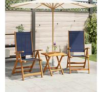 Folding Garden Chairs 2pcs Solid Acacia Wood Blue Textilene 57x72x109cm 5posAdj