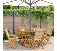 Folding garden chairs 4pc Beige solid acacia wood 54x57x91cm Outdoor SeatingSet