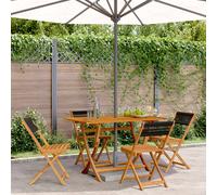 Folding Garden Chairs 4pcs Black Solid Acacia Wooden 41x52.5x80cm Oiled Outdoor