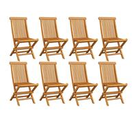 vidaXL 8x Solid Teak Wood Folding Garden Chair Outdoor Dining Chair Seating