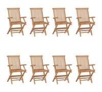 Folding Garden Chairs 8 pcs Solid Teak Wood