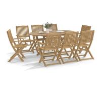 Folding Garden Chairs 8pc Solid Acacia Wood light brown 54.5x58x90 cm weathered