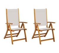 vidaXL Folding Garden Chairs 2 pcs Solid Wood Acacia and Textilene - Brown, Brown