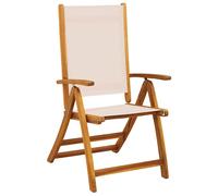 Folding Garden Chairs 8pcs Acacia Wood Textilene Cream Reclining 57.5x72x109cmUK