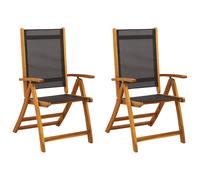 Folding Garden Chairs Dining Chair Solid Wood Acacia and Textilene vidaXL