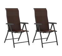 Folding Garden Chairs 2pcs Black PE Rattan Powder-Coated Steel 69x54.5x111cm Set