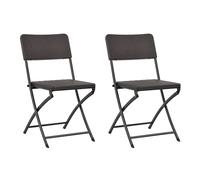 Folding Garden Chairs HDPE Brown Rattan Look Outdoor Patio Seat vidaXL