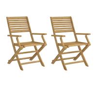 vidaXL Folding Garden Chairs Outdoor Dining Chair 2 pcs Solid Wood Acacia
