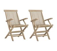 vidaXL Folding Garden Chairs 2 pcs Grey 56x61x89 cm Solid Wood Teak