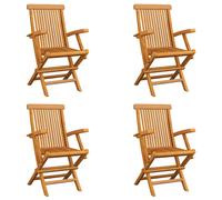 vidaXL Folding Garden Chairs 4 pcs Solid Teak Wood, Brown